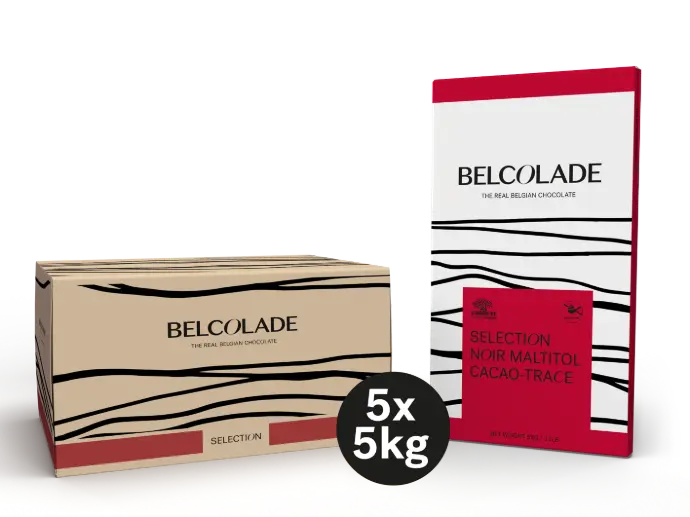 [4018534] "CT C501MALT/J BLOCKS FP 5X5KG CAR AP GRB Belcolade Dark Chocolate, Selection, Sugar Free, Sustainable Cacao - Trace"